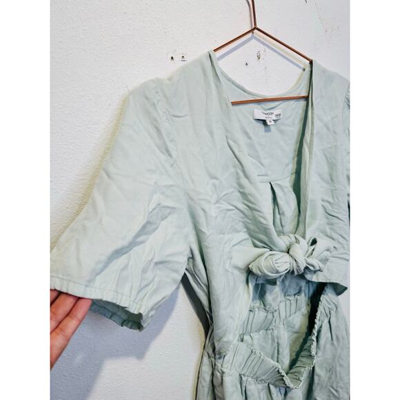 Thakoon Collective Women's Mint Tie Waist Cap Sleeves Plunge Neck Romper Size 10 - Picture 5 of 12